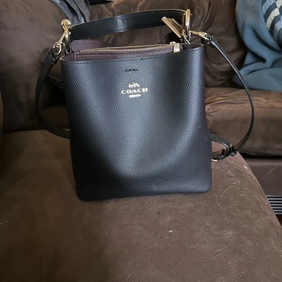 Coach Black Pebbled Leather Shoulder Bag - Picture 1 of 3